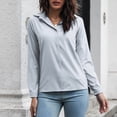 thumbnail image 6 of AXXD Women's T-Shirts Gray Basic Summer 2024 Trendy Long Sleeve Solid Comfortable Breathable V-Neck Shirt Tops, 6 of 6