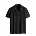 thumbnail image 3 of ZQUUVOU Men's T-Shirt Button Hollow Out Lace Short Sleeve Collar Shirt (Black,XL), 3 of 3