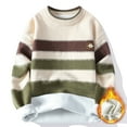 thumbnail image 2 of XUNKUSGA Sweaters for Men Multicolor Stripe Men's Sweaters Pullover Loose Crew Neck Long Sleeve Knitted Sweater Soft Fleece Lined Oversized Sweaters For Men M-4XL Green, 2 of 4