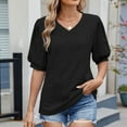 thumbnail image 2 of tarylea Dressy Casual Tops for Women Eyelet Puff Short Sleeve Shirts V Neck Loose Fitted Blouses Tunic Top, 2 of 8