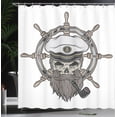 thumbnail image 3 of Ambesonne Skull Shower Curtain, Captain Pirate Skeleton, 69"Wx75"L, White Brown Grey, 3 of 4