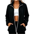 thumbnail image 2 of Tdoqot Womens Hoodless Fleece Jackets- Full Zip Casual Lightweight Long Sleeve Loose Fall Jacket Outwear Size M, 2 of 5