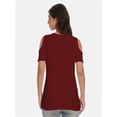 thumbnail image 2 of Womens Summer Shirts Short Sleeve V Neck Criss Cross Cold Shoulder Tops Blouse, 2 of 4