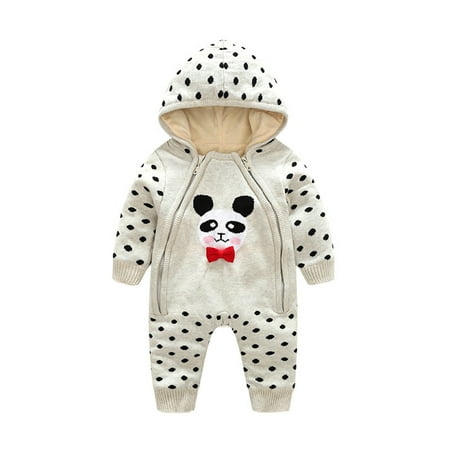 

gakvbuo Clearance Items All 2022!Jumpsuit For Baby Long Sleeve Thickened Warm Baby Rompe Plush Baby One-Piece Cartoon Warm Hooded Crawling Suit