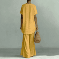 thumbnail image 5 of Women's Linen-Blend Short Sleeve Asymmetric Tunic & Wide Leg Pants 2-Piece Set Casual Summer Daily Vacation Outfit Trendy Going Out Suits for Womens Yellow S, 5 of 6