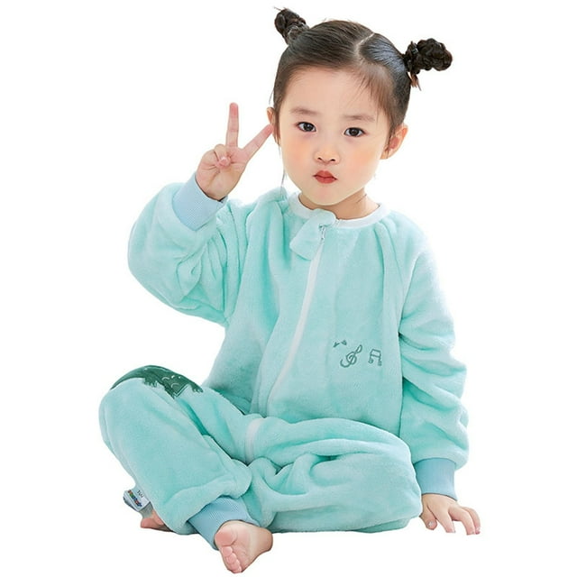 Infant Children's Fuzzy Sleeping Bag Baby Spring And Autumn Winter Jumpsuit Pajamas Baby Split Leg Crawling Suit Button down Romper Girl Cute Rompers for Teen Girls Summer 3 6 Month G Blue 6-12 Months