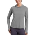 thumbnail image 4 of Miluxas Women's UPF 50+ Sun Protection Hoodie Lightweight UV Protection Long Sleeve Shirts with Thumb Holes for Hiking Fishing Outdoor Activities Gray, 4 of 5