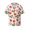 thumbnail image 2 of Lsque Strawberries And Leaf print Men's Cuban Collar Short Sleeve Shirt Summer Beachwear Casual Button Down Fashionable Vacation Leisure Shirt-Large, 2 of 7