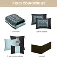 thumbnail image 4 of Nanshing Marley 7 Piece Damask Comforter Set, Aqua/Black, Queen , Jacquard with matching solid piece work, 4 of 7