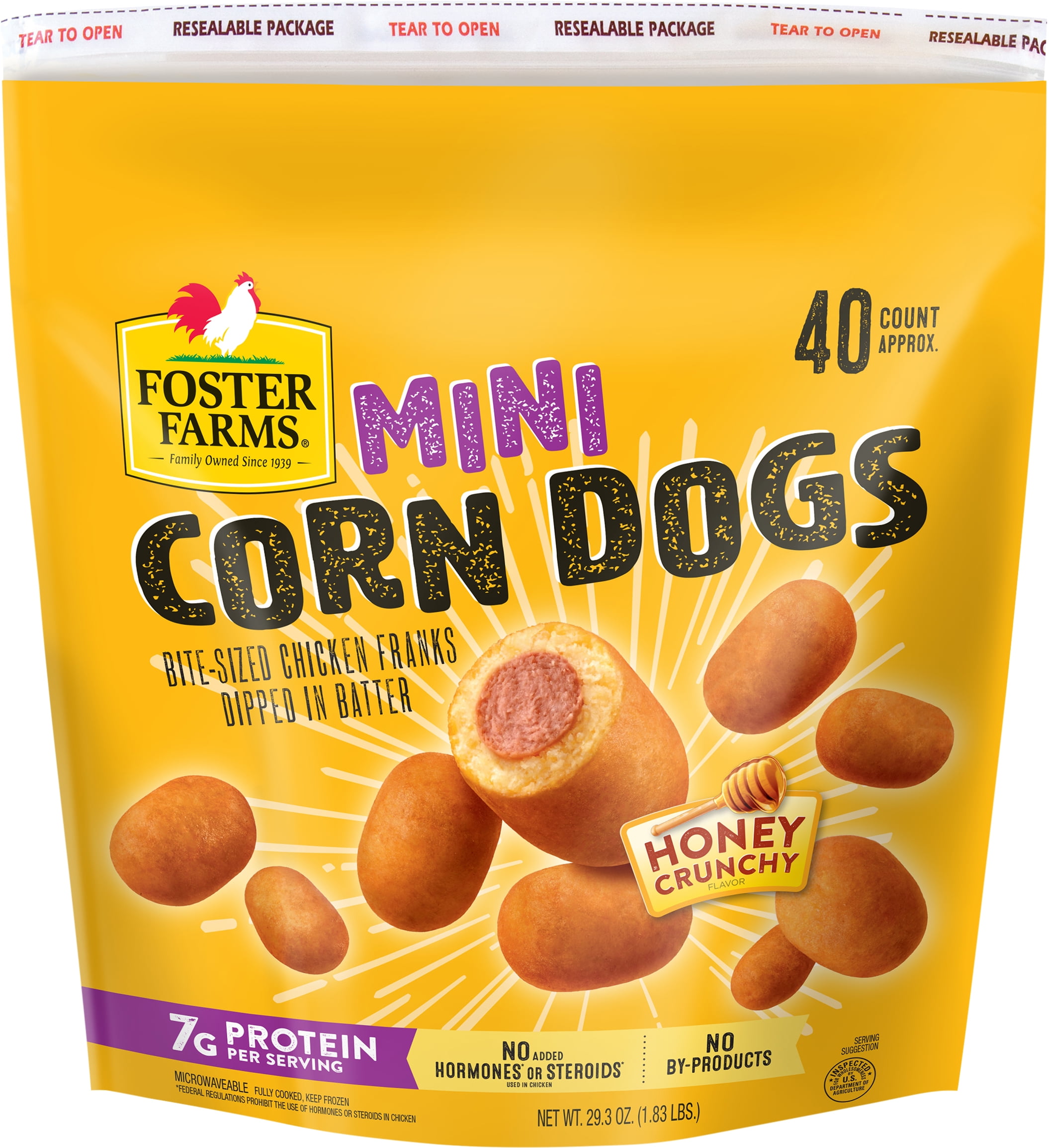 Foster Farms Bite-sized Chicken Frank Mini Corndogs Fully Cooked 29.3 oz (1.83 lb) bag