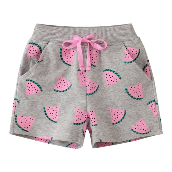 Toimothcn Toddler Girls Shorts Cute Cartoon Watermelon Printed Stretchy Waist Drawstring Sports Shorts Soft Lightweight Loose Summer Shorts Suitable For Dailywear