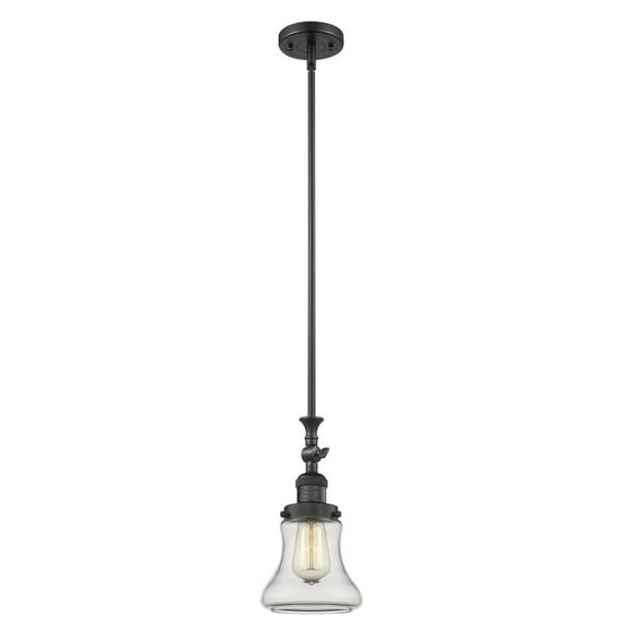 Bellmont Black Seven-Inch LED Mini Pendant with Clear Hourglass Glass