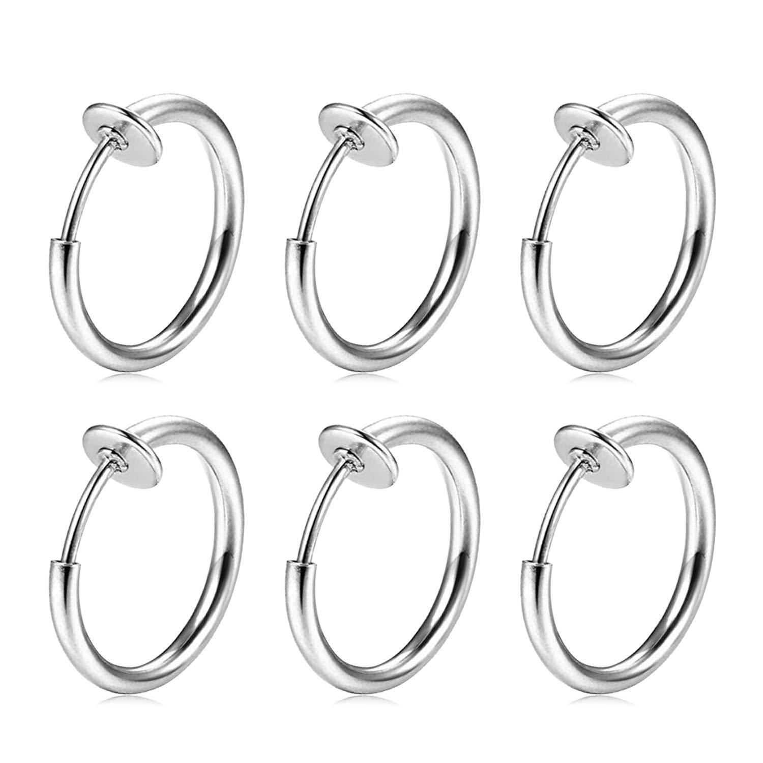 MODRSA 16G Fake Nose Ring Spring Hoop Faux Lip Earrings Cartilage