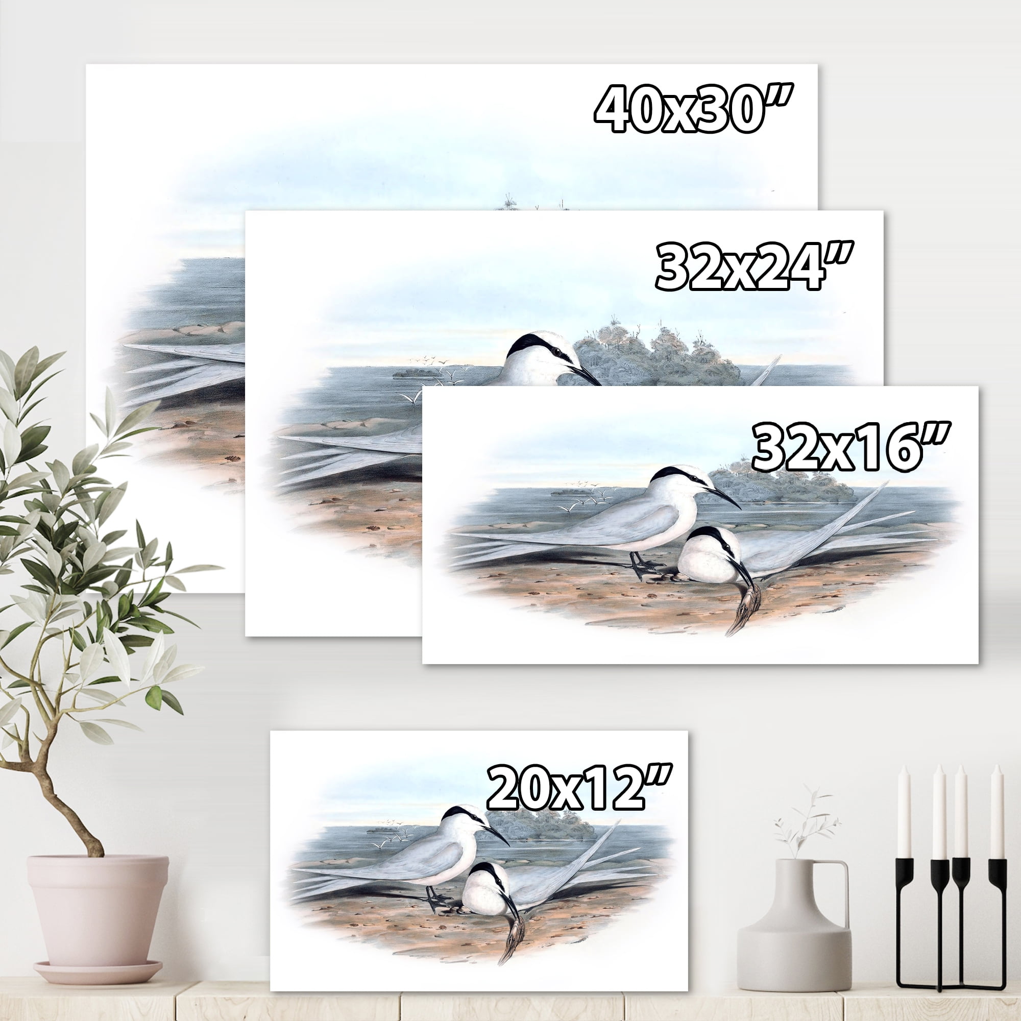 Ancient Birds In The Wild IX 40 in x 30 in Painting Canvas Art Print, by Designart