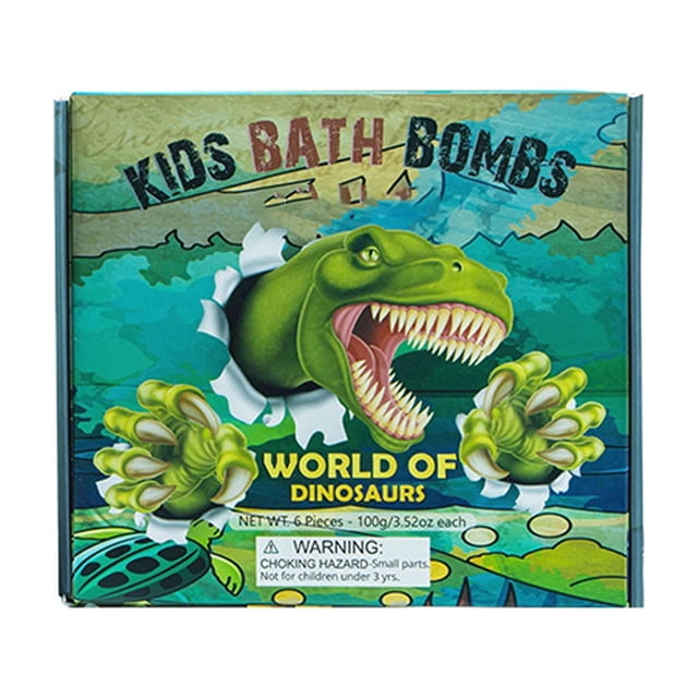 weibbin 6 Pcs Dinosaur Bath Bombs with Surprise Toy Inside Natural Fizzy Gift Set