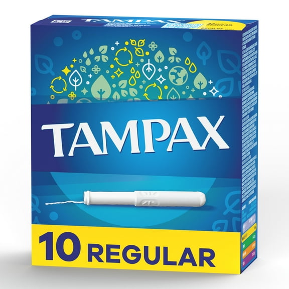 Tampax Cardboard Tampons Regular Absorbency, Anti-Slip Grip, LeakGuard Skirt, Unscented, 10 Count