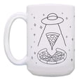 thumbnail image 2 of ThisWear Alien UFO Mug Pizza Mug UFO Pizza Abduction Pizza Slice Line Art 2 Pack 15oz Coffee Mugs, 2 of 4