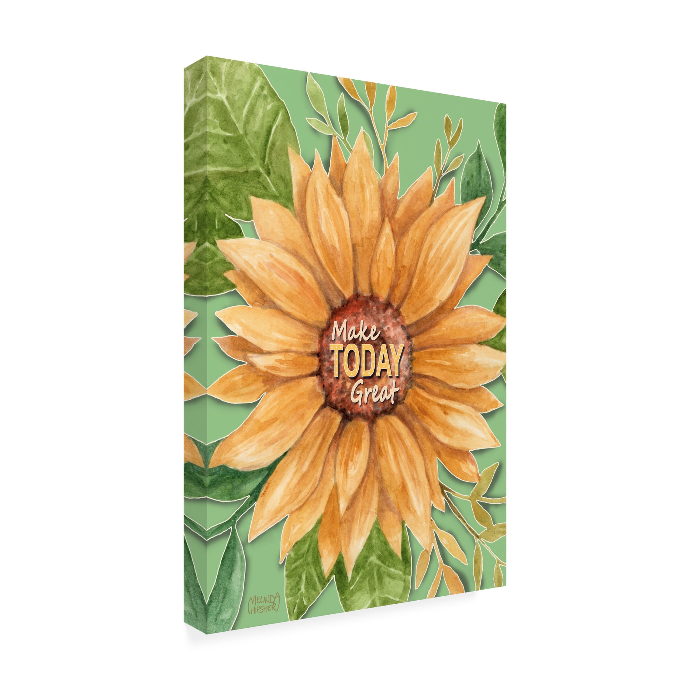 Canvas Wall Art - Melinda Hipsher 'Make Today Great Sunflower' Wall Art for Living Room, Bedroom, or Office Décor by Trademark Fine Art - 22 x 32 Inches