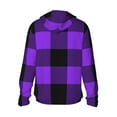 thumbnail image 3 of Balery Purple Buffalo Plaid Men's Women's UPF 50+ Sun Protection Lightweight Hoodie Performance Long Sleeve Shirt for Fishing Running-Large, 3 of 9