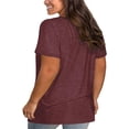 thumbnail image 2 of Langwyqu L-5XL Summer V Neck Criss Cross Shirt Women Plus Size Short Sleeve Solid Color Tops Tee, 2 of 5