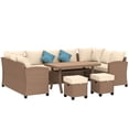 thumbnail image 1 of Khaki 6-Piece Outdoor Wicker Patio Furniture Set with Coffee Table & Cushions - Perfect for Gardens, Patios & Backyards - PE Rattan Conversation Set, 1 of 7