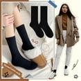 thumbnail image 3 of 5 Pairs Women Merino Wool Boot Socks Warm Thermal Winter Thick Hiking Cozy Cabin Crew Comfy Socks for Ladies, 3 of 6