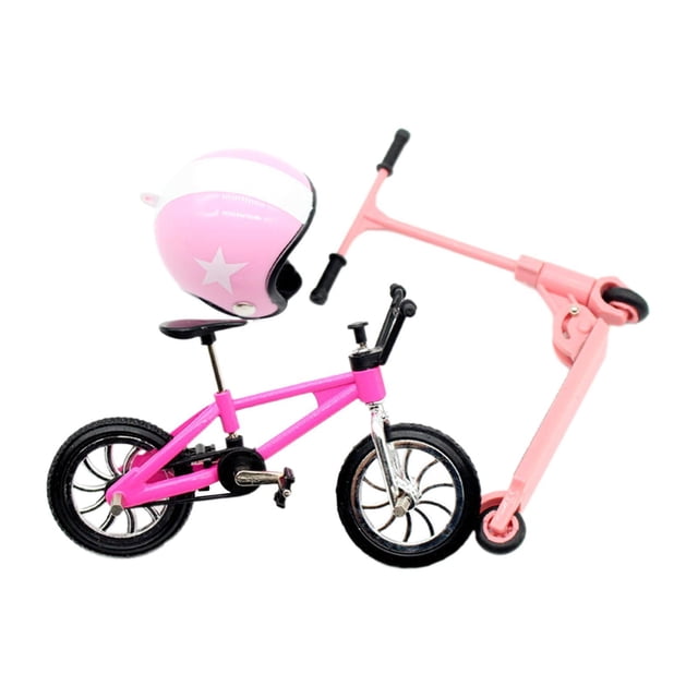 Mini modelo de juguete de bicicleta, modelo de bicicleta de simulación, modelo de escena, accesorios de decoración de casa de muñecas ornamentales rosa