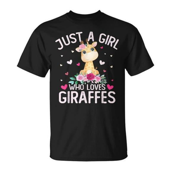 SPEEDRUN Cute Just A Girl Who Loves Giraffes Floral Girls T-Shirt