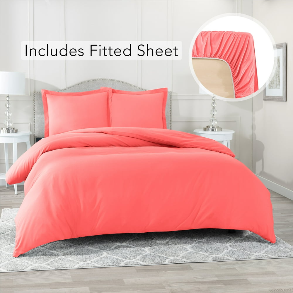 Twin Size Duvet Cover with 1 Fitted Sheet and 1 Pillow sham, Button