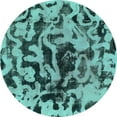 thumbnail image 1 of Ahgly Company Machine Washable Indoor Round Abstract Turquoise Blue Modern Area Rugs, 6' Round, 1 of 4