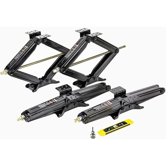 ROCKMAN 24" 7500lbs RV/Camper /Trailer Stabilizer Leveling Scissor Jacks w/Socket & Level, Set 4