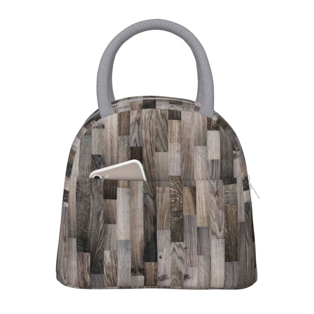 Balery Wooden Texture Bolsa de Almuerzo para Mujeres, Caja de Almuerzo, Bolsa de Almuerzo Pequeña Impermeable, Tote de Almuerzo Reutilizable con Gran Capacidad
