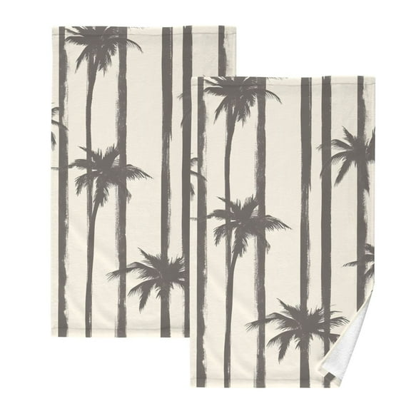 Ryvnso Retro Palm Tree Cotton Hand Towels Sets Face Towel 2 PCs Bathroom Decorative
