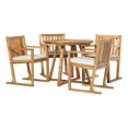 thumbnail image 1 of Modern Slat Back 5 Piece Solid Wood Dining Set - Natural, 1 of 5