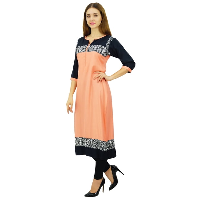 Phagun Kurti Ethnique de Designer Bollywood Pêche Kurta Tunique Décontractée pour Femmes-20