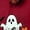Red, variant on Jack-o'-lantern Ghost Print Onesie for Women & Men, Halloween Matching Flannel Jumpsuit with Pumpkin Stem Hood & Zipper Front — Unisex Adult Pajama Set for Cosplay & Lounge Black L