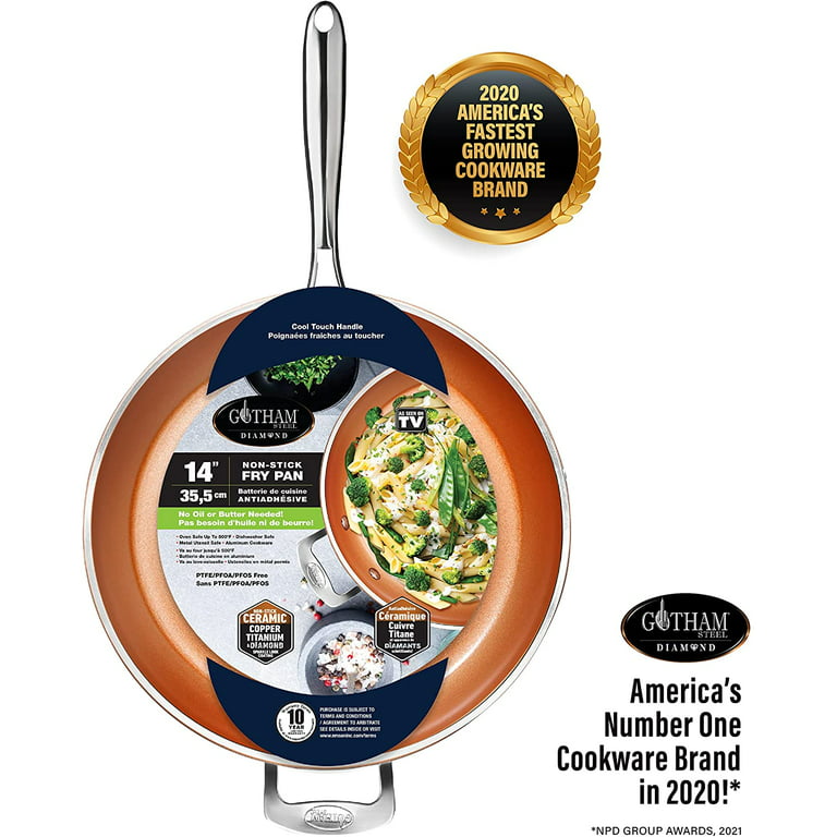 Gotham Steel 10-inch Nonstick Fry Pan Skillet with Ultra Durable Mineral  and Diamond Triple Coated 100% PFOA Free, Skillet with Stay Cool