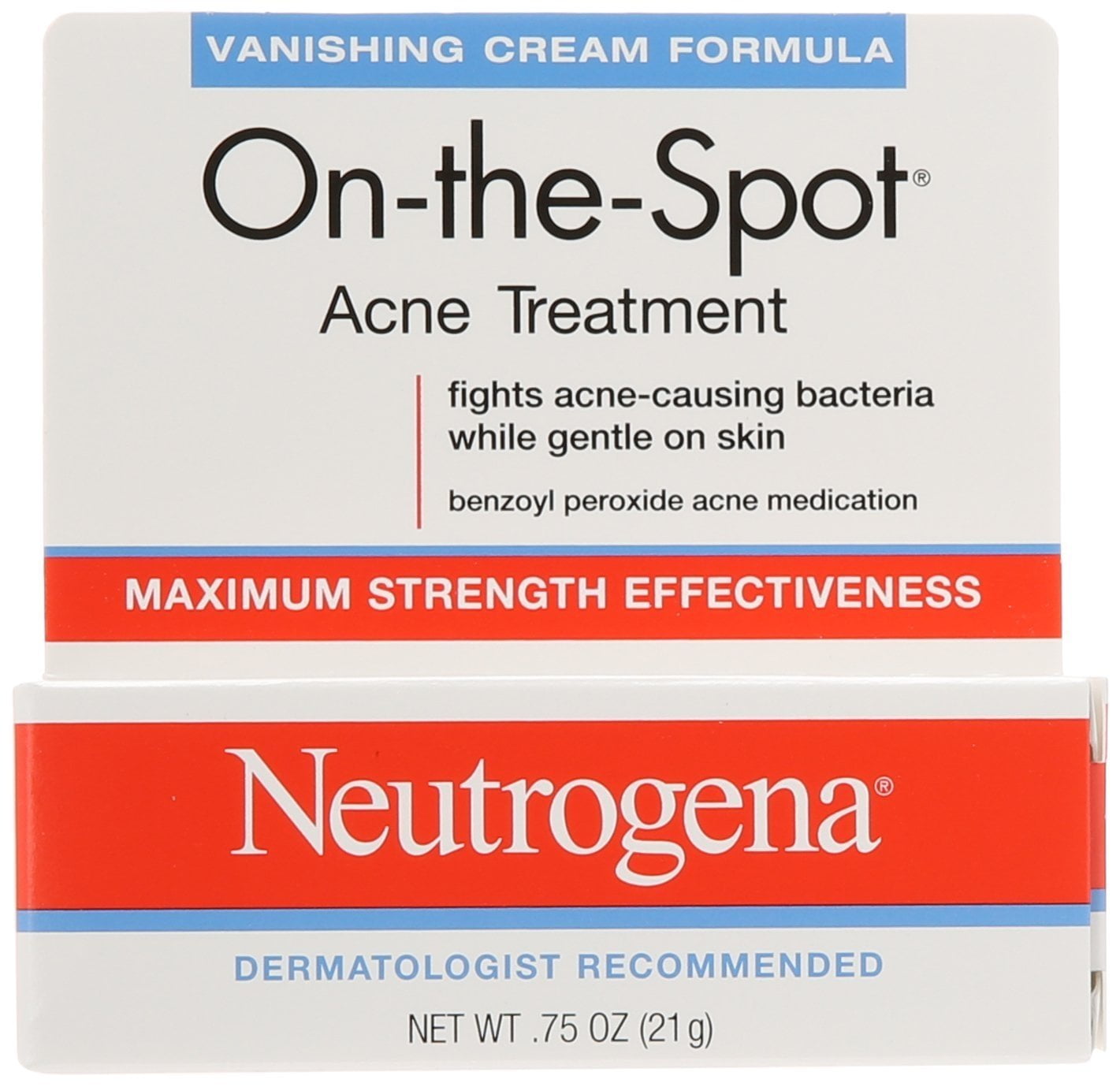 Neutrogena On-The-Spot Acne Treatment With Benzoyl Peroxide, 0.75 Oz. (Pack of 6)