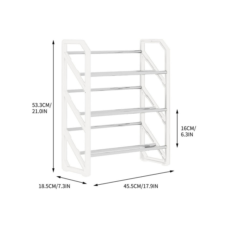 Slanted Steel Pipe Shoe Rack, 4-Tier Slim Metal Shoe Rack,Narrow