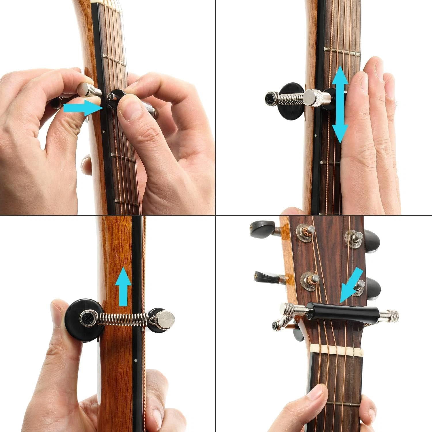 2 Pack Guitar Rolling Capo Sliding Adjustable Rubber and Stainless Steel Capo fo