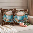 thumbnail image 2 of Outdoor Pillow Covers Country Coffee Sugar Blue Cup Waterproof Pillow Cases 24x24 Set of 2, Farmhouse Graffiti Art Brown Back Throw Pillow Cover Pillowcase for Patio Balcony Couch Garden, 2 of 9