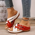 thumbnail image 2 of Women's Orthopedic Adjustable Strap Sandals Comfort Soft Sole Fashion Flat Womens Sandals with Arch Support Red 6(37), 2 of 9
