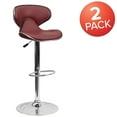thumbnail image 3 of BizChair 2 Pack Contemporary Cozy Mid-Back Burgundy Vinyl Adjustable Height Barstool with Chrome Base, 3 of 8