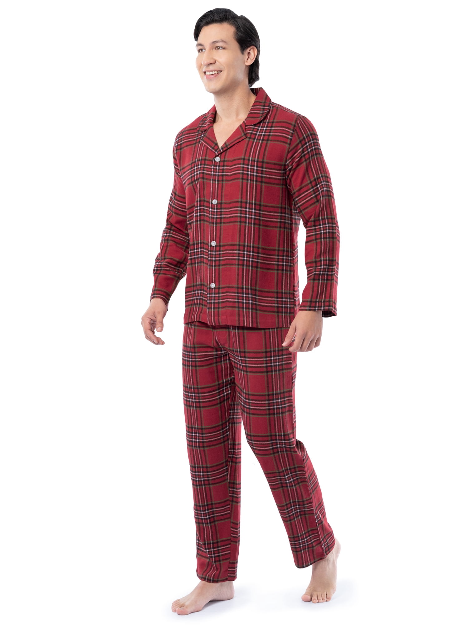 Fruit of the Loom Men's Flannel Top and Bottom Pajama Set, Sizes S-5XL