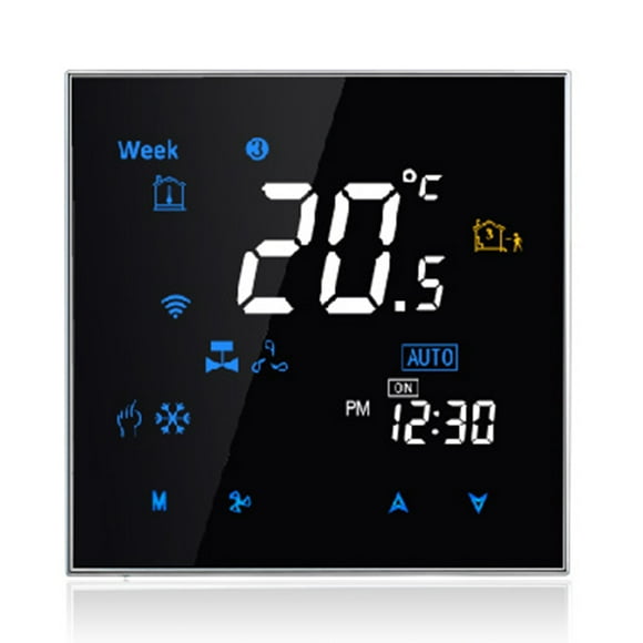 Two Pipe Intelligent Room Thermostat Digital Programmable Temperature Controller for Air Conditioner (BAC-3000AL, Black)