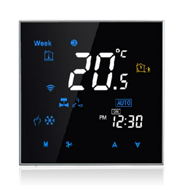 Thermostat d'Ambiance Intelligent à Quatre Conduites avec Commande Vocale Wi‐Fi, Contrôleur de Température Numérique Programmable pour Climatiseur (BAC-3000ELW,