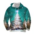 thumbnail image 1 of Sudadera con capucha para hombre, informal, con cordón, estampado navideño, deportiva, blusa de poliéster, 1 of 4