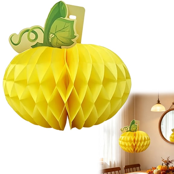Clearance Under $1 Thanksgiving Pumpkin Honeycomb Decor Fall Hanging Paper Pumpkin Ornament