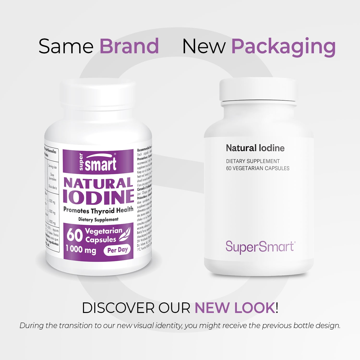 SuperSmart - Natural Iodine 1000mg per Day (Patented & High Strength) - Pure Sea Kelp Iodine Supplement - 650ppm of Iodine | Non-GMO & Gluten Free - 60 Vegetarian Capsules