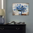 thumbnail image 3 of Farmhouse Blue Flower Canvas Wall Art, Rustic Blue and White Vase Floral Print, Vintage Botanical Artwork for Living Room Bedroom Kitchen Decor, Ready to Hang, 3 of 6